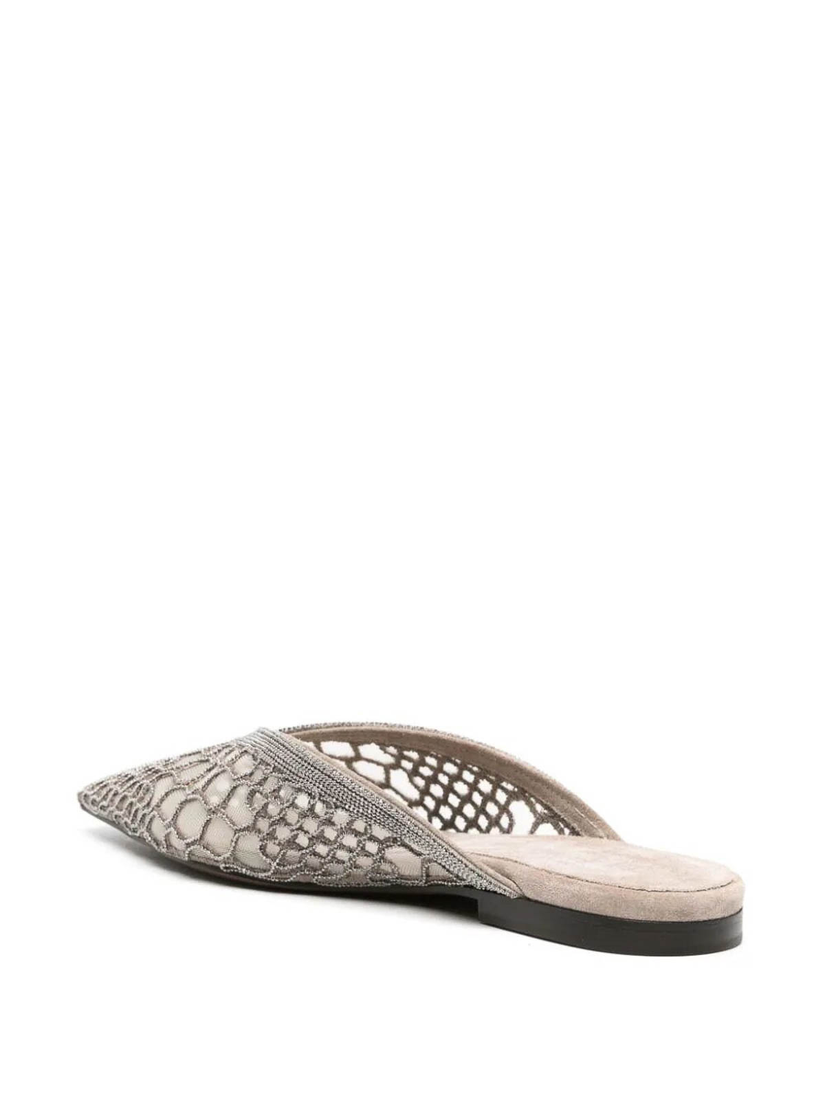 Shop Brunello Cucinelli Mules Flat With Embroidery In Grey