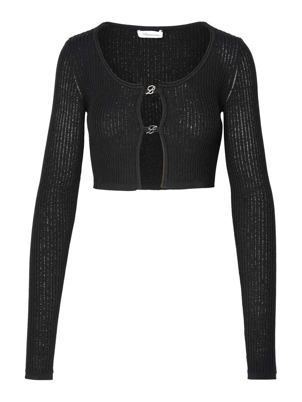 Blumarine Crop Sweater In Lack Viscose Lend In Black