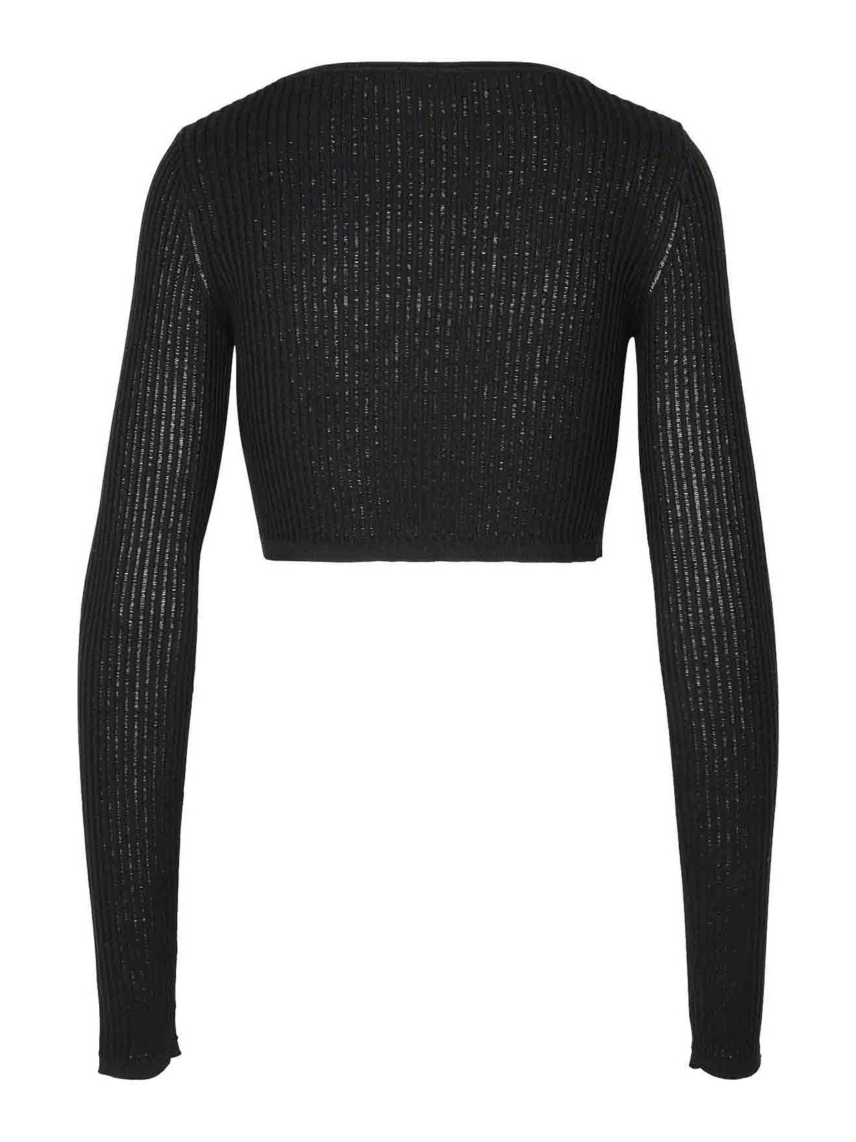 Shop Blumarine Crop Sweater In Lack Viscose Lend In Black