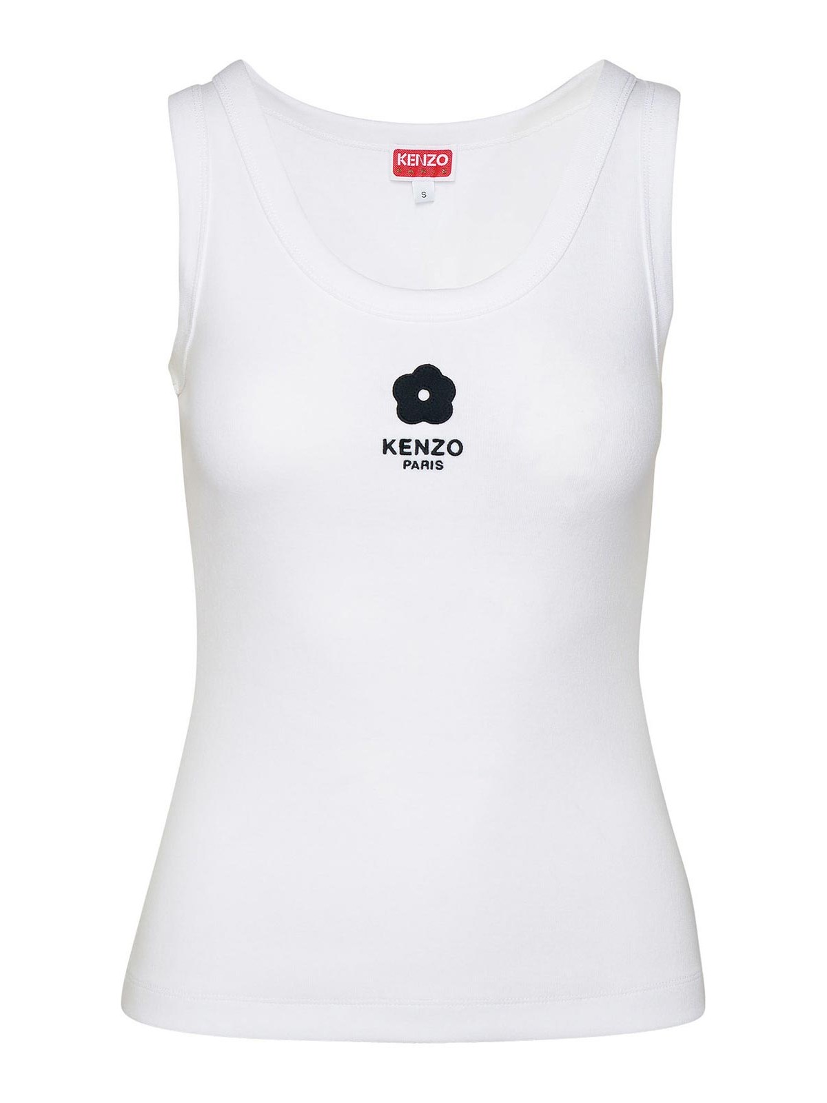 Kenzo White Cotton Blend Tank Top - White - Women|FE52TO7144SR01