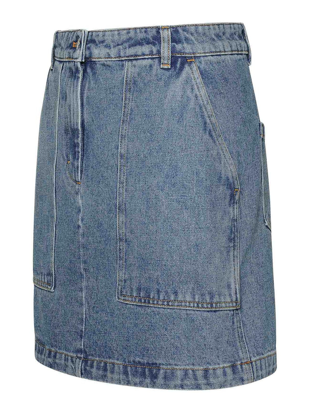 Shop Maison Kitsuné Light Blue Denim Miniskirt