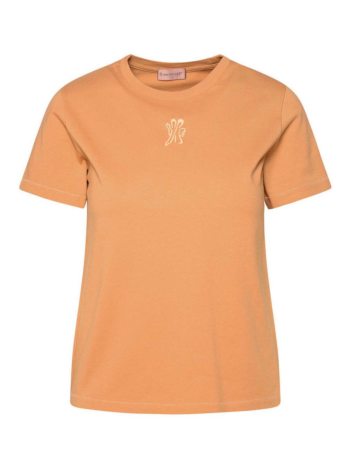 Shop Moncler Bronze Cotton T-shirt In Brown