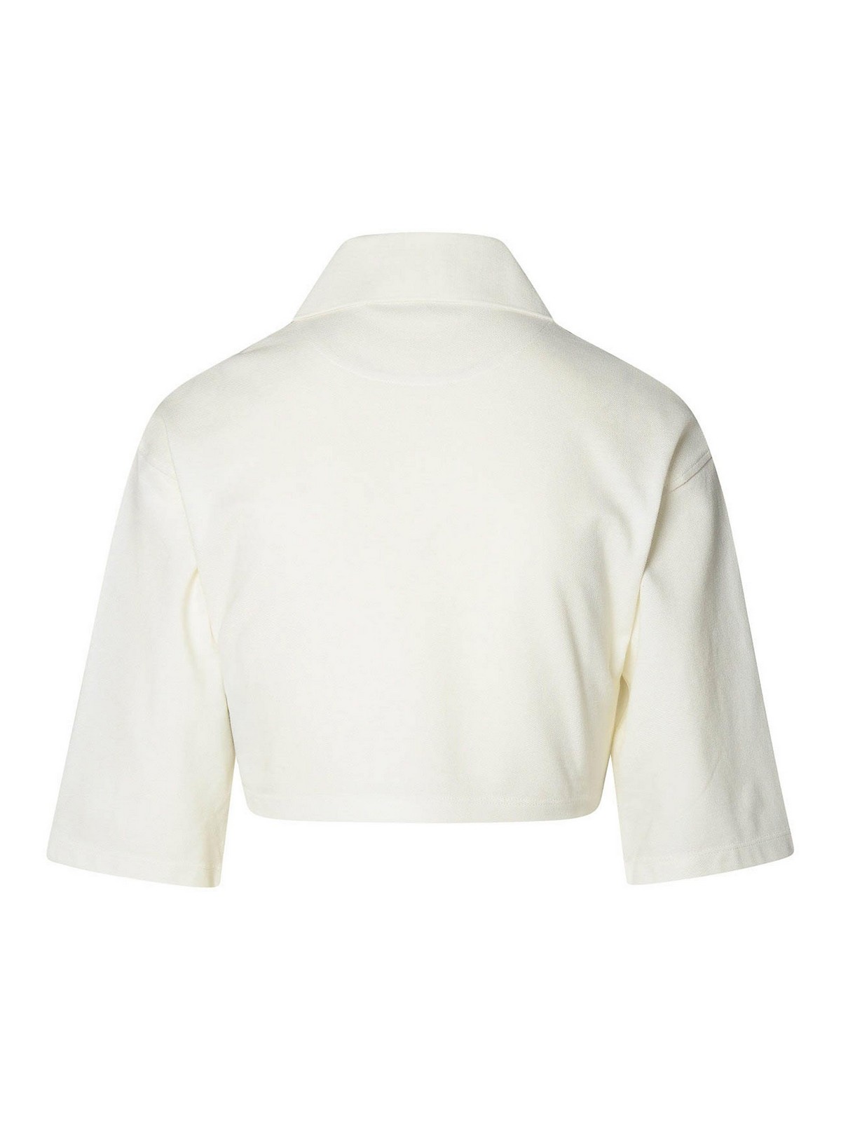 Shop Palm Angels White Cotton Crop Polo Shirt