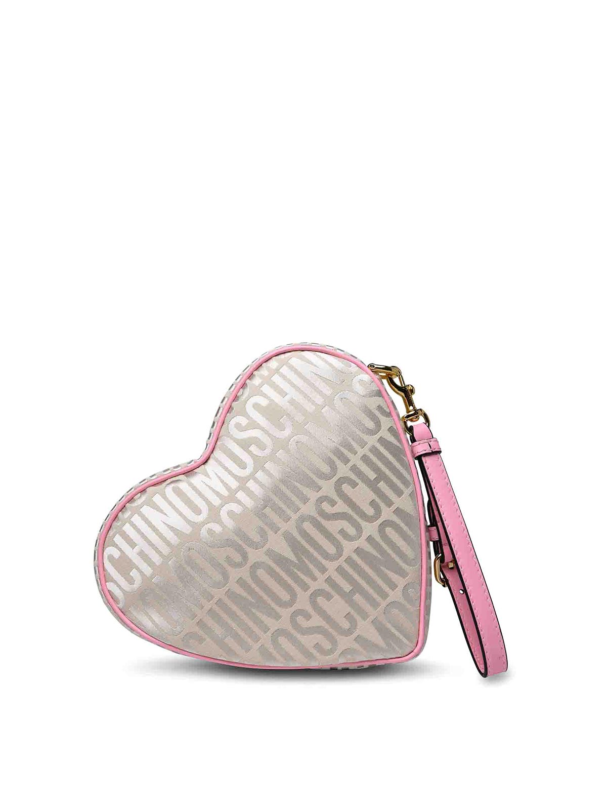 Shop Moschino Cuore Ivory Cotton Blend Purse In Cream