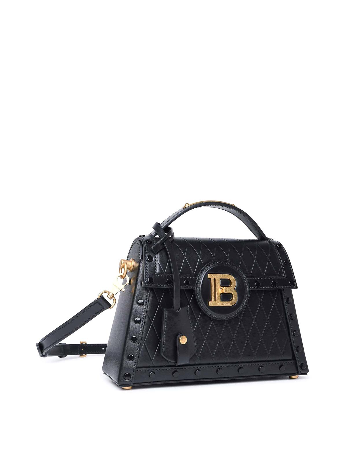 Shop Balmain B-buzz Dynasty Black Leather Bag