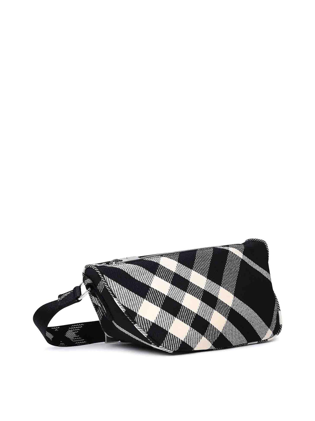 Shop Burberry Cotton Blend Crossbody Bag In Black