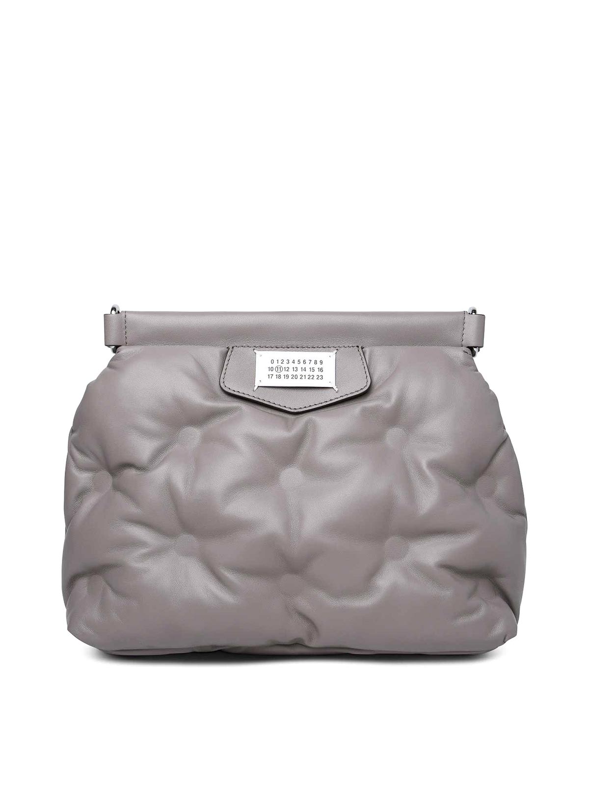 Shop Maison Margiela Glam Slam Taupe Nappa Leather Crossbody Bag In Grey