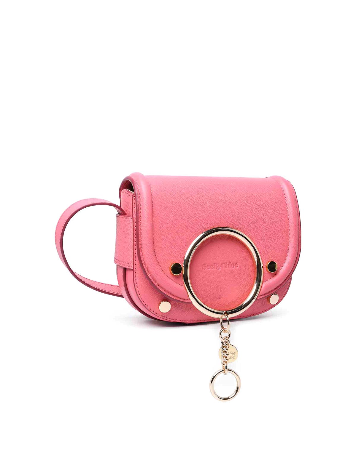 Shop See By Chloé Mara Small Pink Cowhide Crossbody Bag In Nude & Neutrals