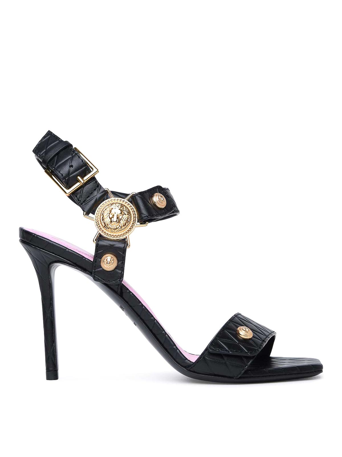 Shop Balmain Black Leather Sandals