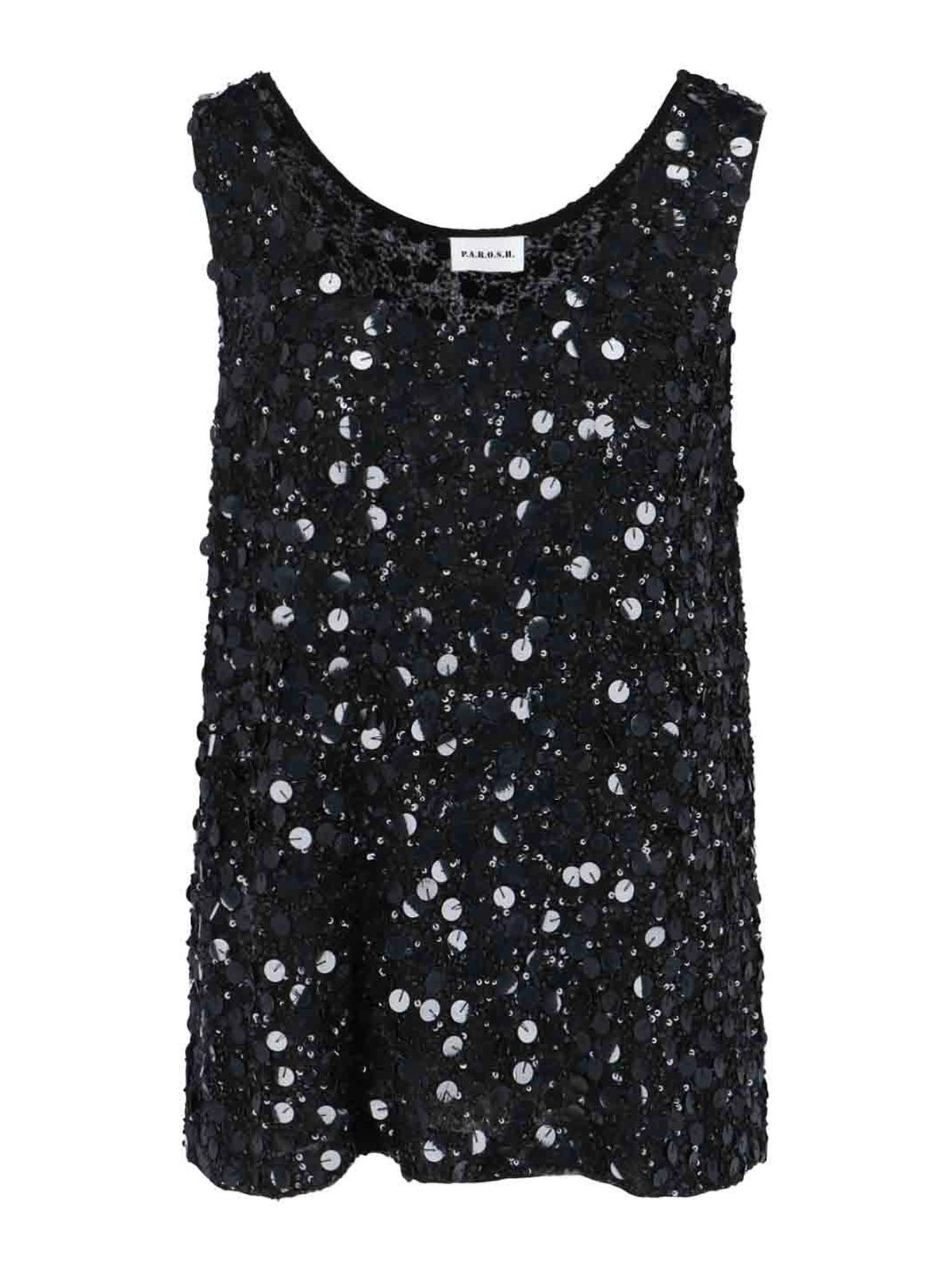 Shop P.a.r.o.s.h Sequined Top In Black