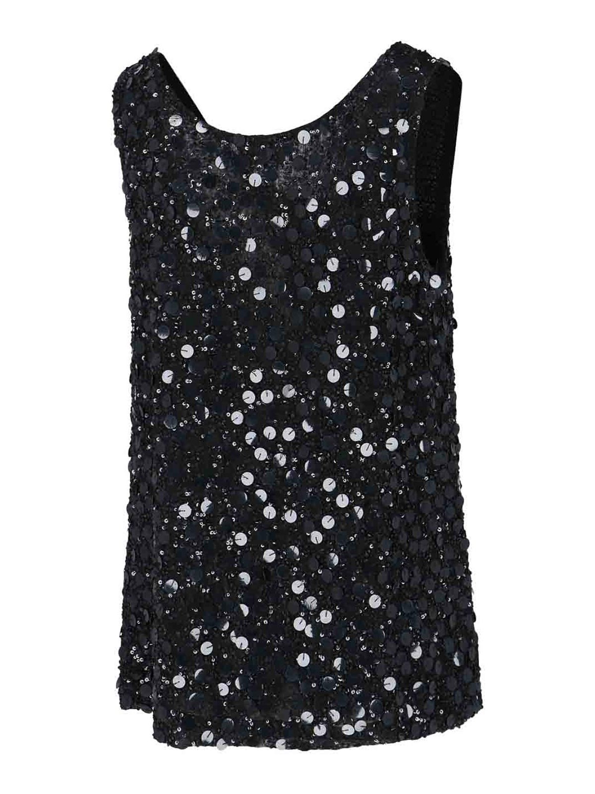 Shop P.a.r.o.s.h Sequined Top In Black