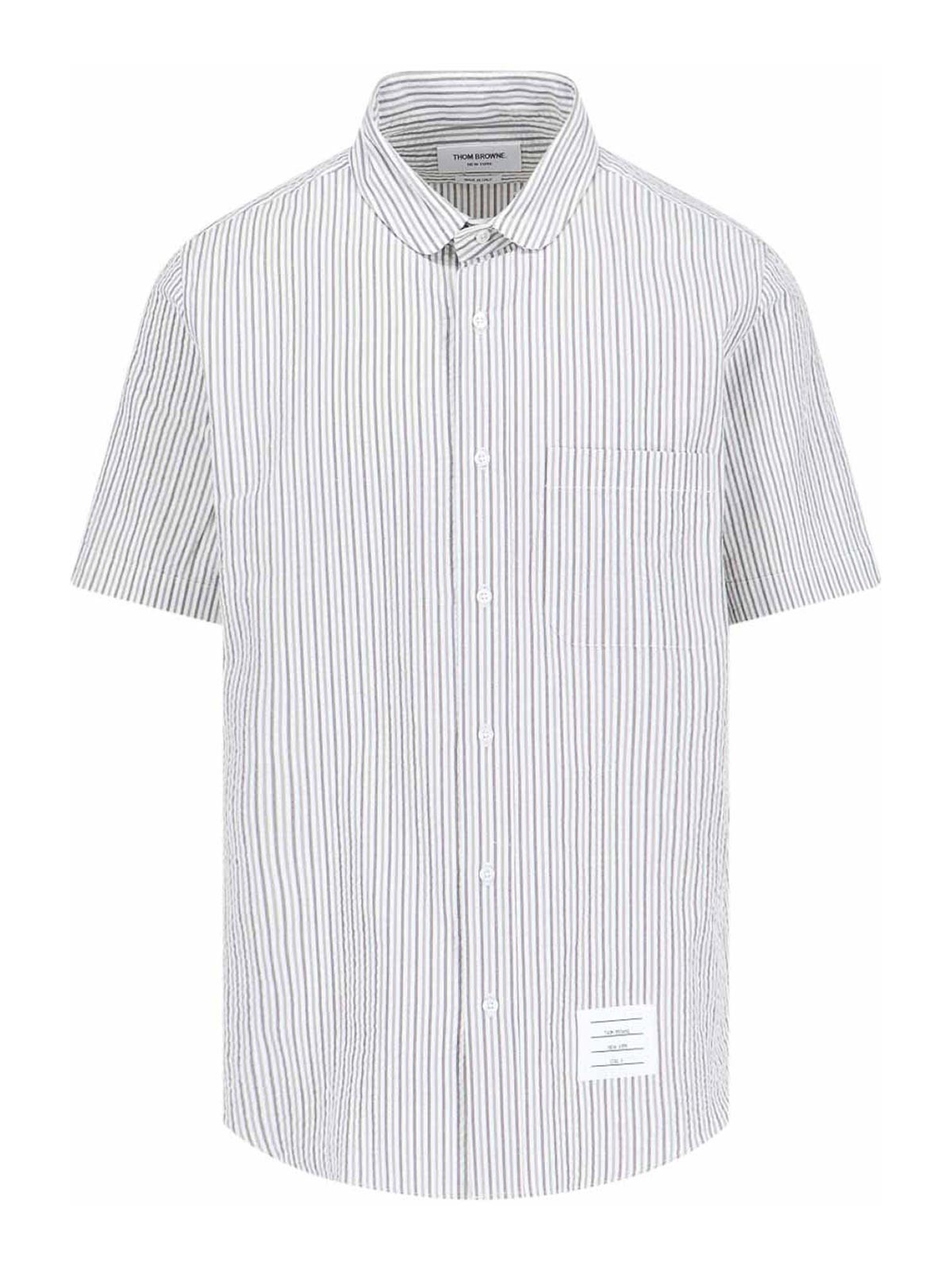Shop Thom Browne Striped Shirt In White