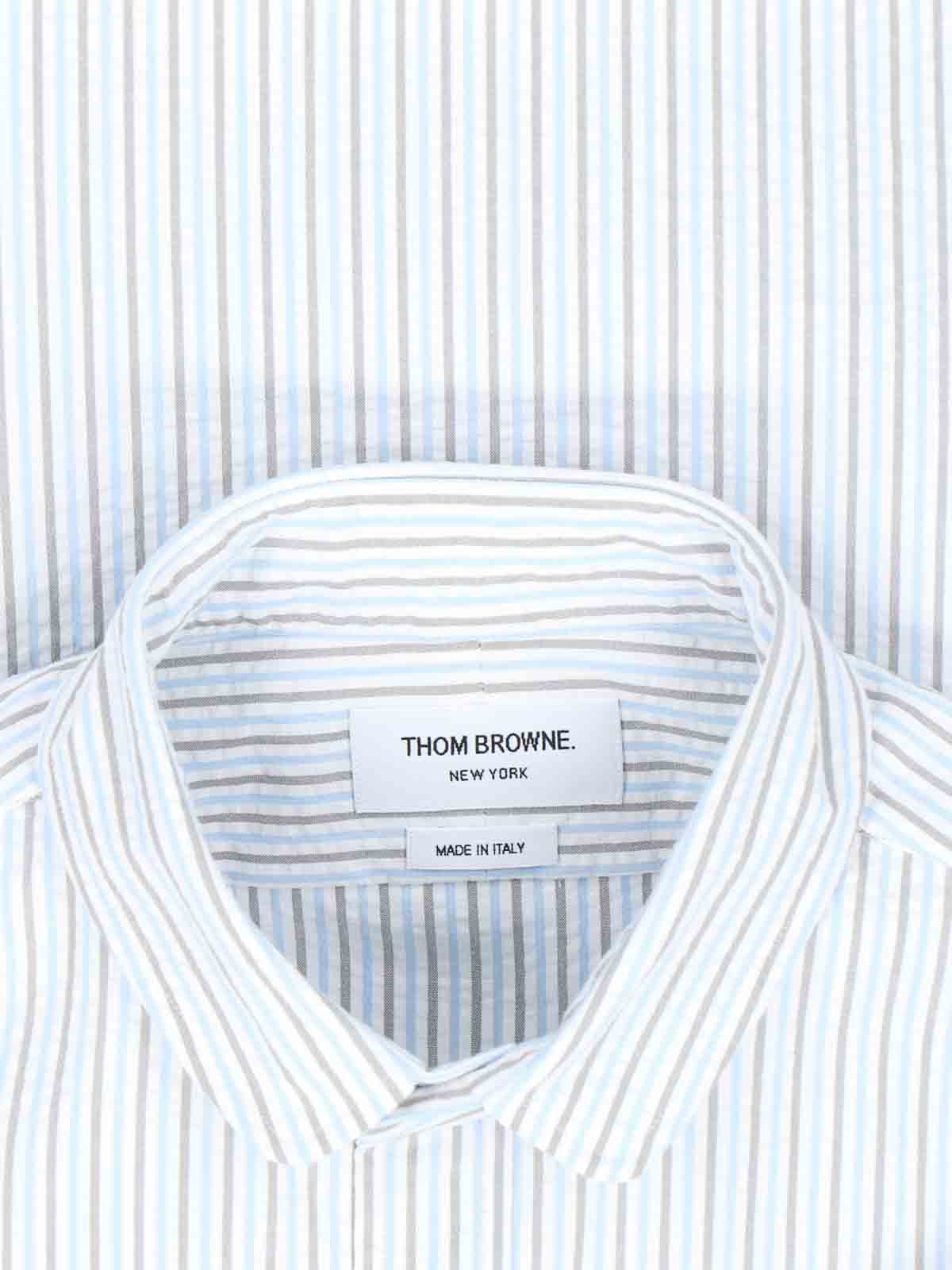 Shop Thom Browne Striped Shirt In Blue