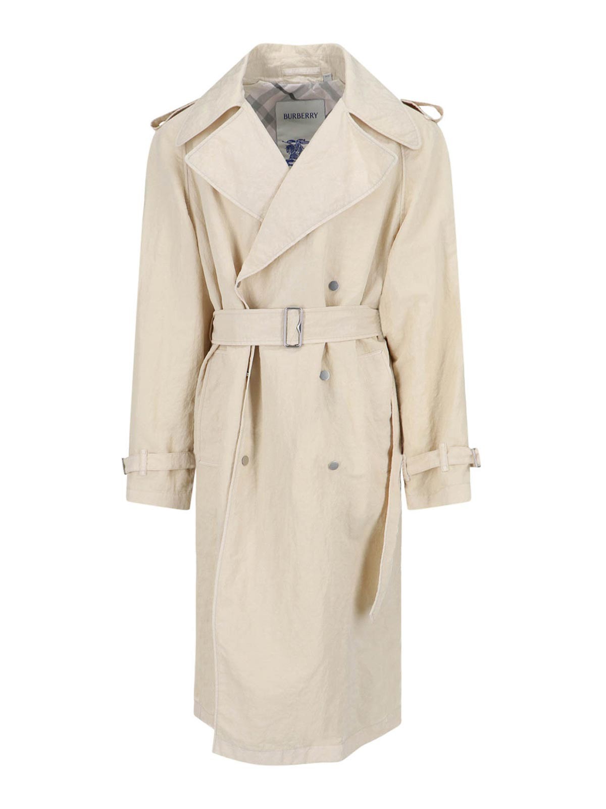Shop Burberry Double-breasted Trench In White