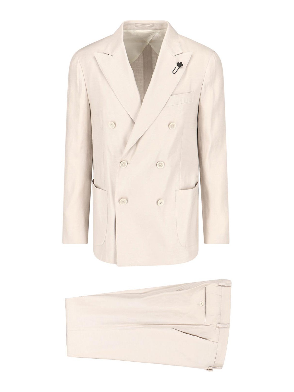 Shop Lardini Double-breasted Suit In White