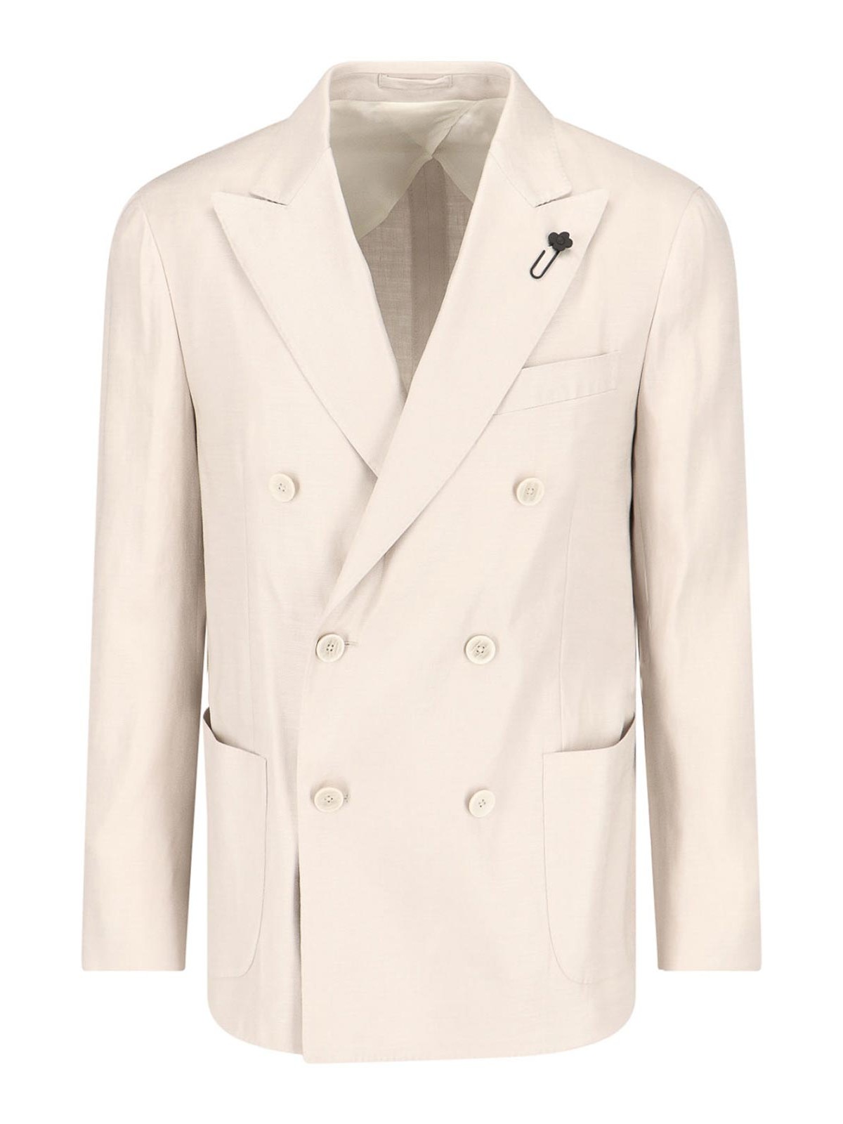 Shop Lardini Double-breasted Suit In White