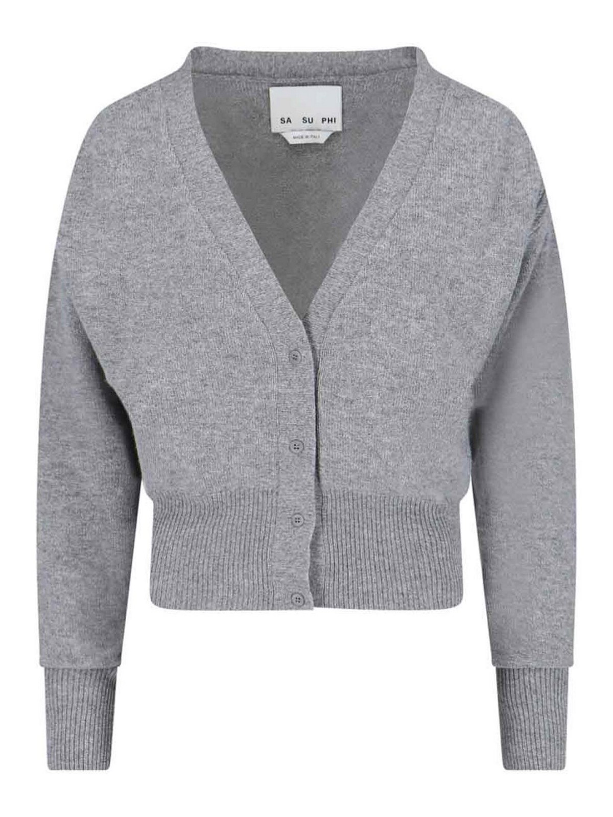Shop Sa Su Phi Cardigan Crop In Grey