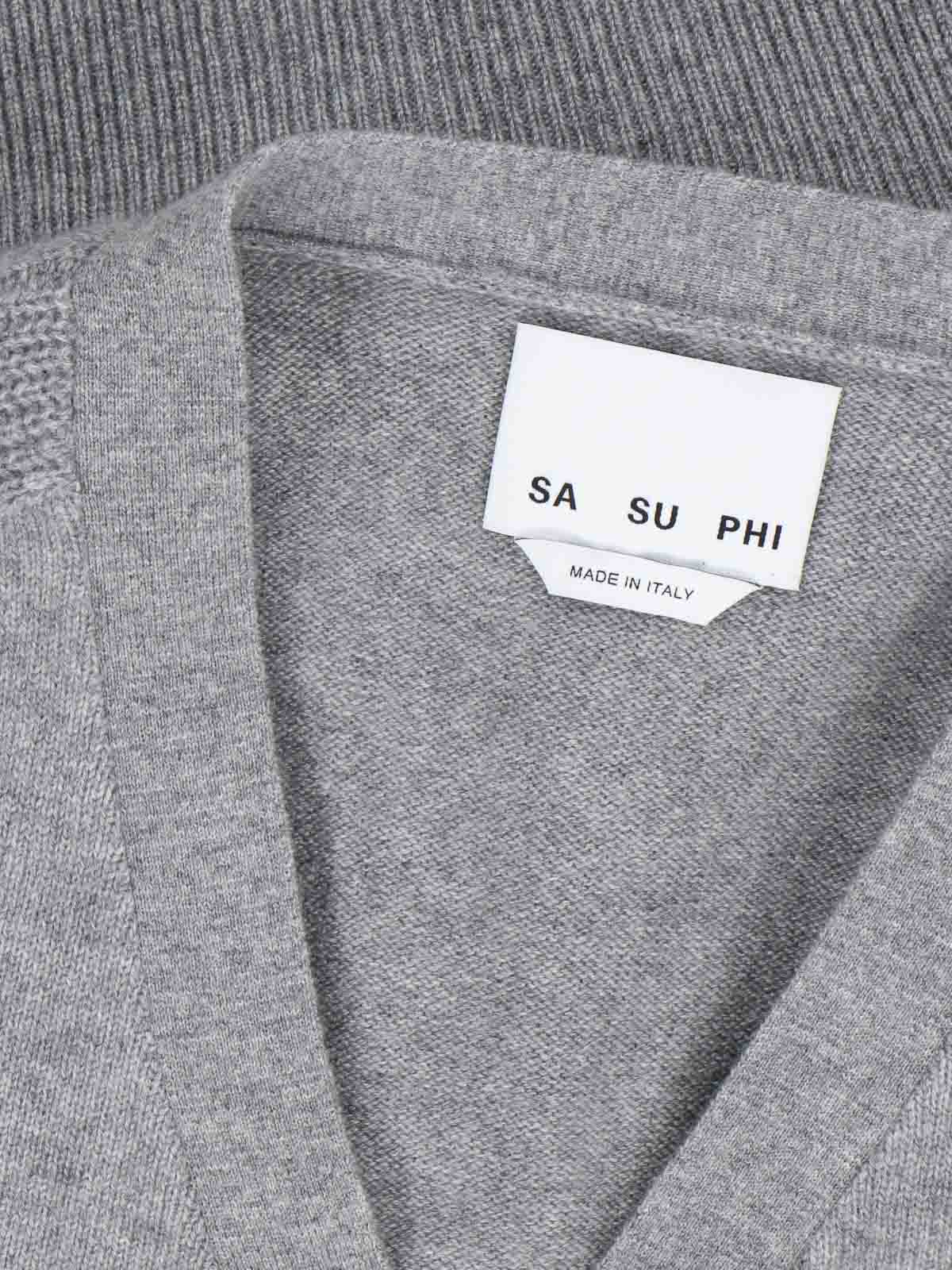 Shop Sa Su Phi Cardigan Crop In Grey