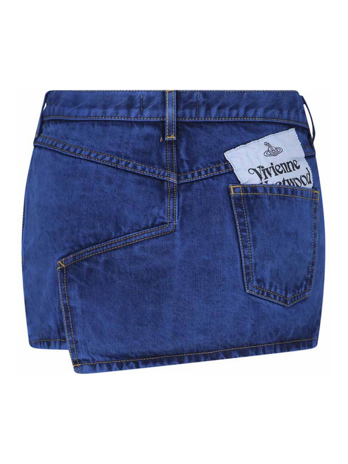 スカート VIVIENNE WESTWOOD WOMEN Denim Mini Skirt Blue Foam jacquard denim miniskirt in blue - Vivienne Westwood