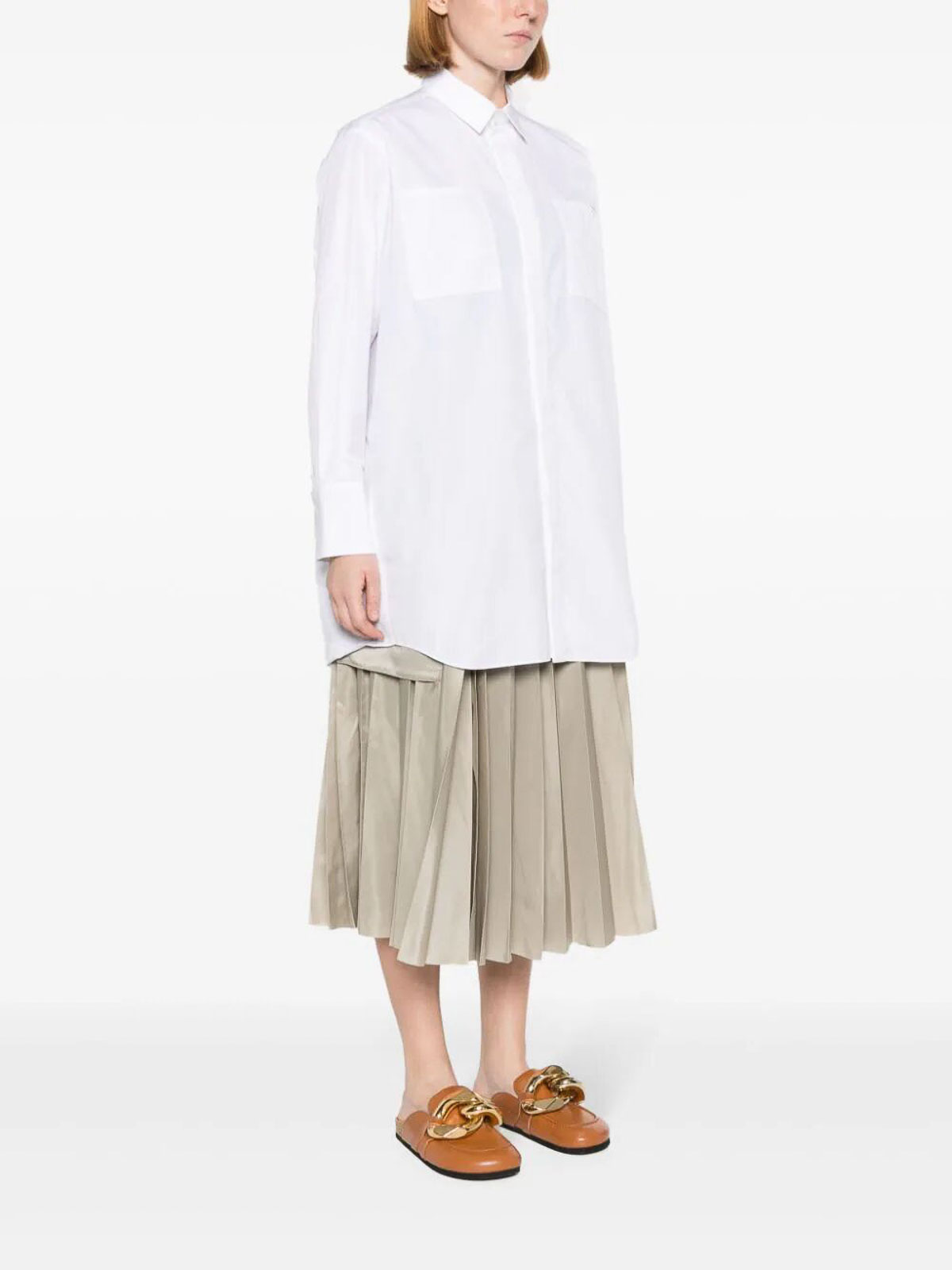 Sacai Thomas Mason shirt - Cream - Women|SCW102151 | thebs.com
