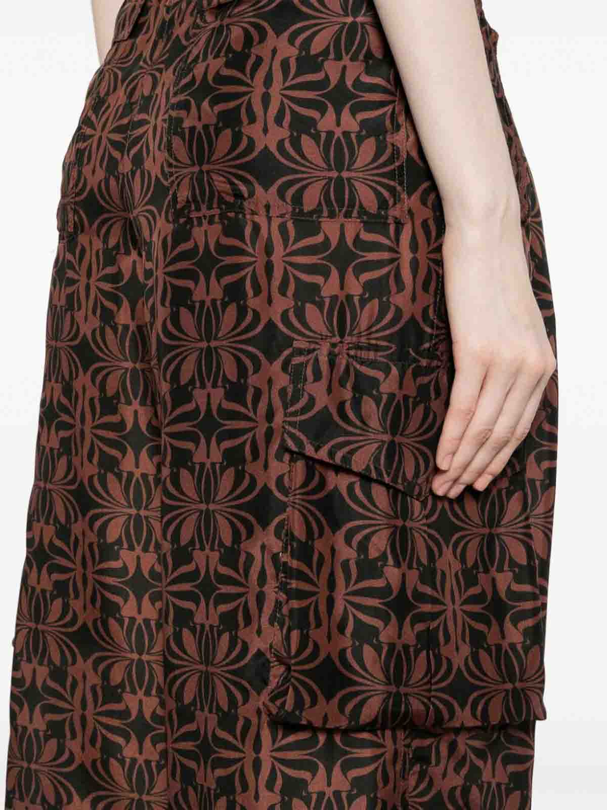 Shop Dries Van Noten Silk Pants In Brown