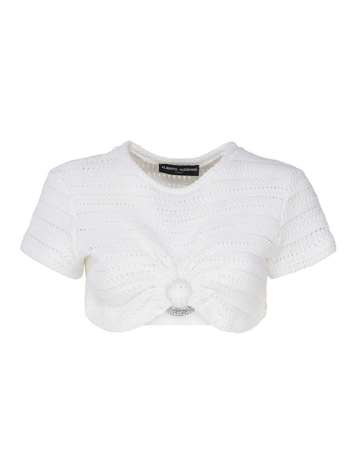 Alberto Audenino Cropped Sweater With Cut- Out Detail In White