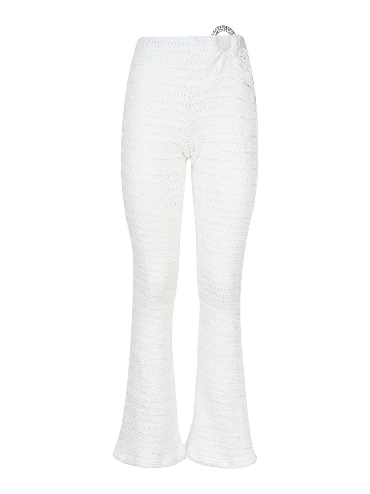 Alberto Audenino Flared Pants With Ring In White
