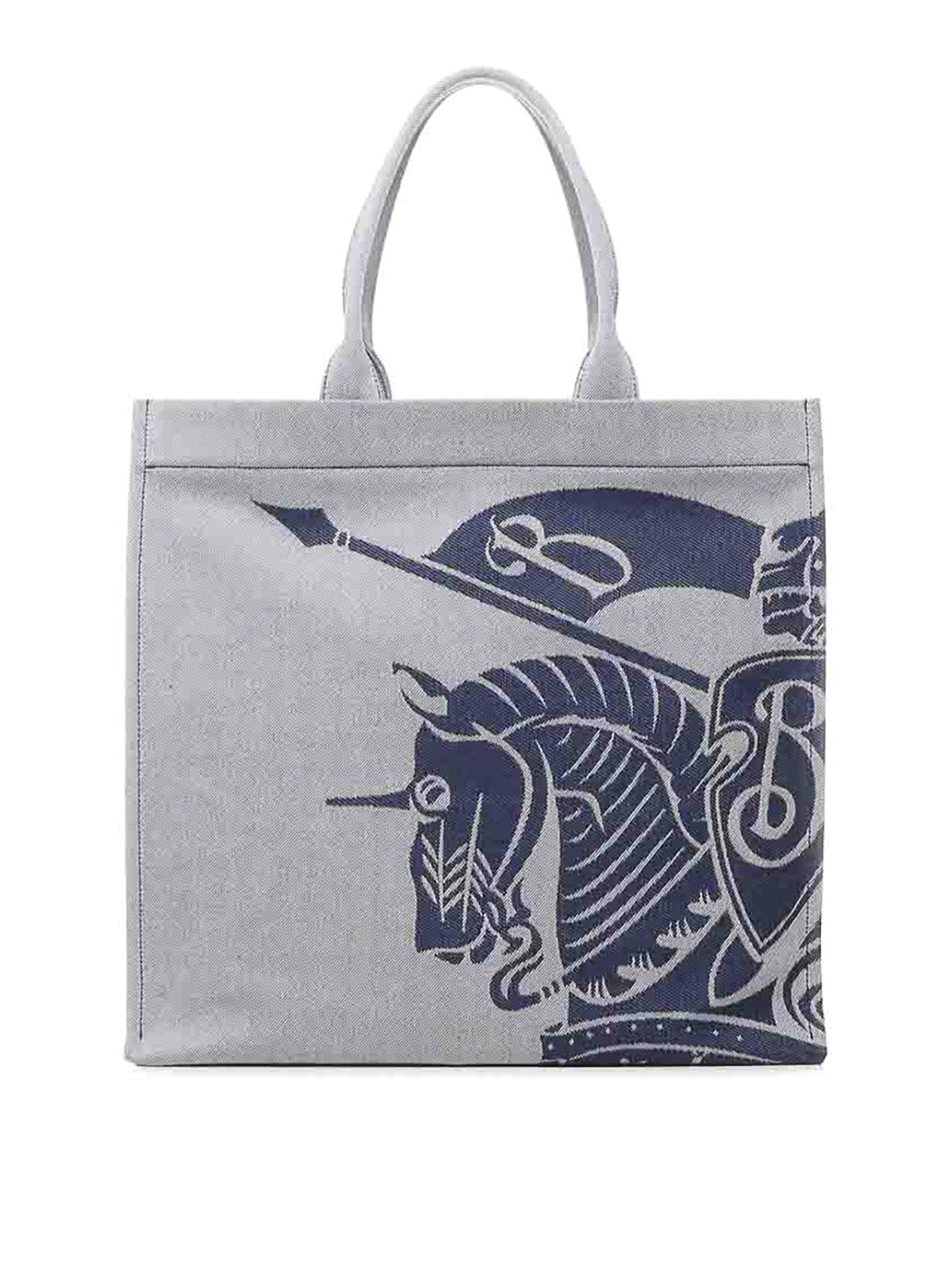 Shop Burberry Medium Canvas Tote In Grey