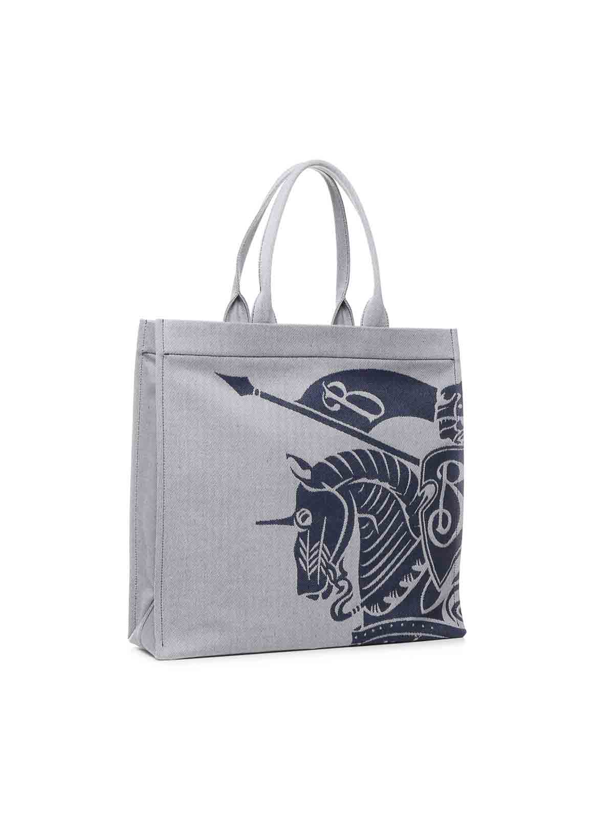 Shop Burberry Medium Canvas Tote In Grey