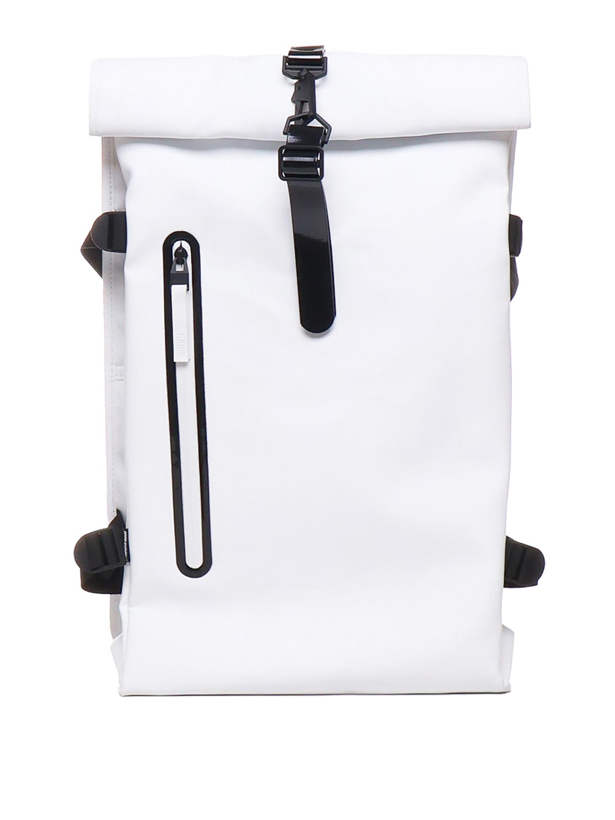 Rains Backpack Bag With Roll Closure And Buckle In White