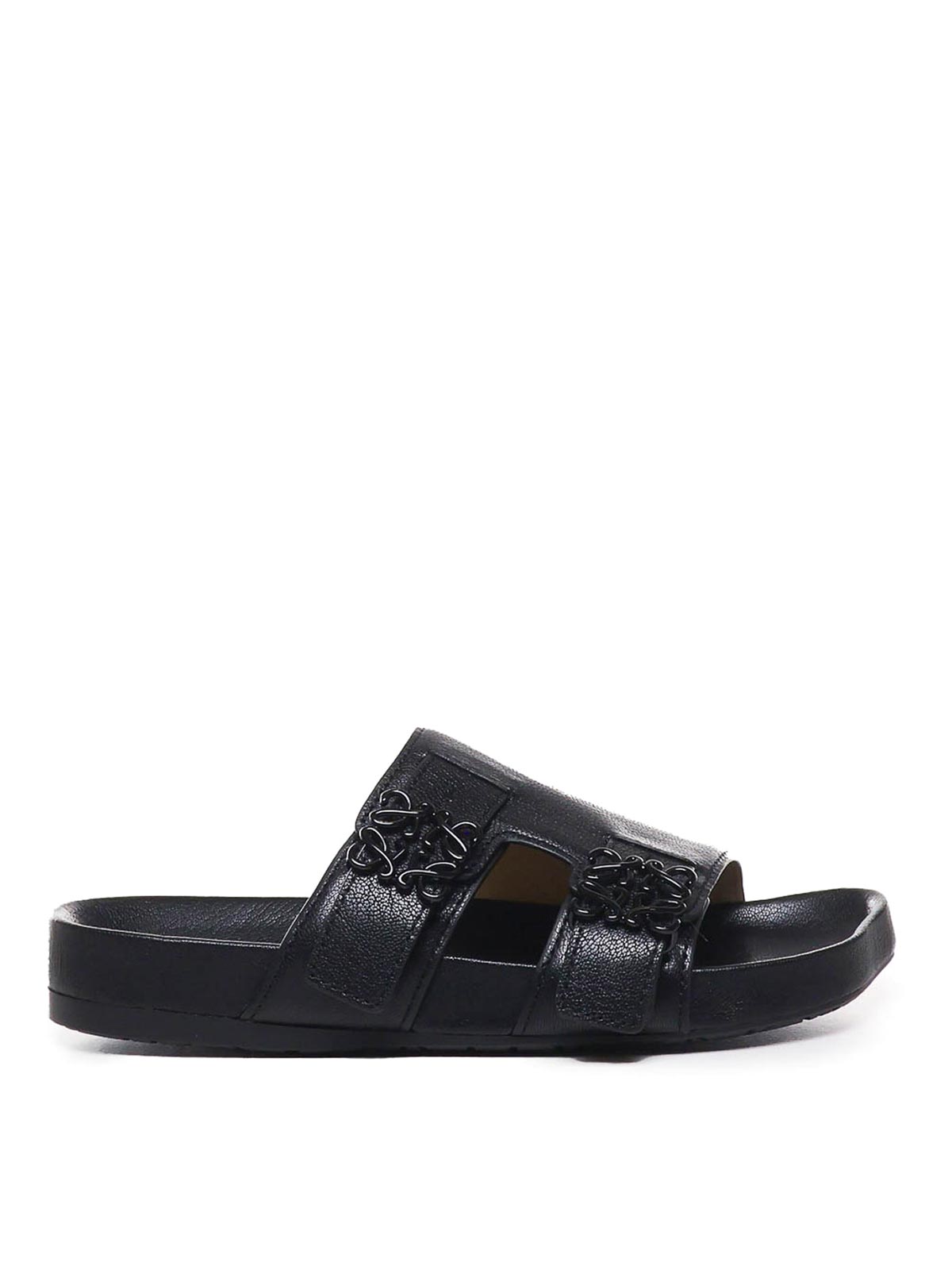Loewe Leather Sandals In Black