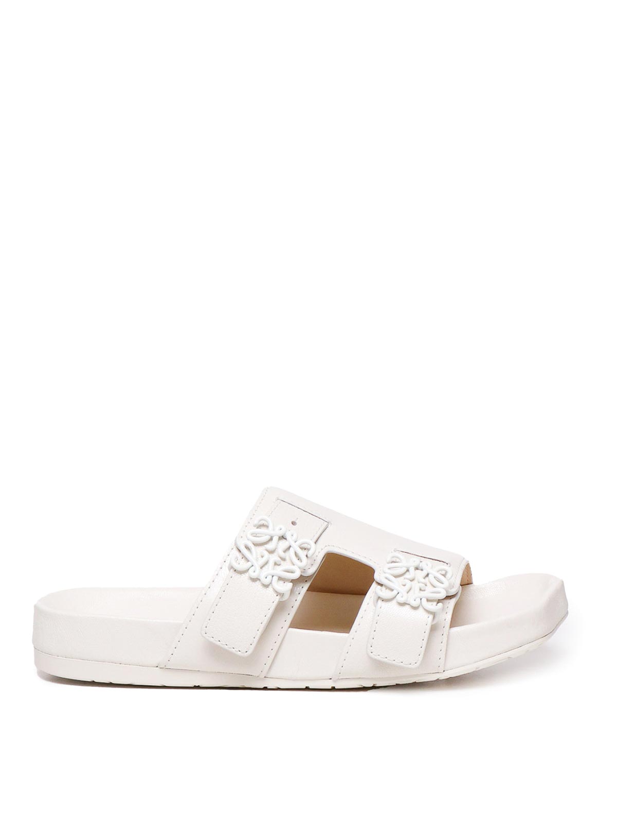 Loewe Leather Sandals In White