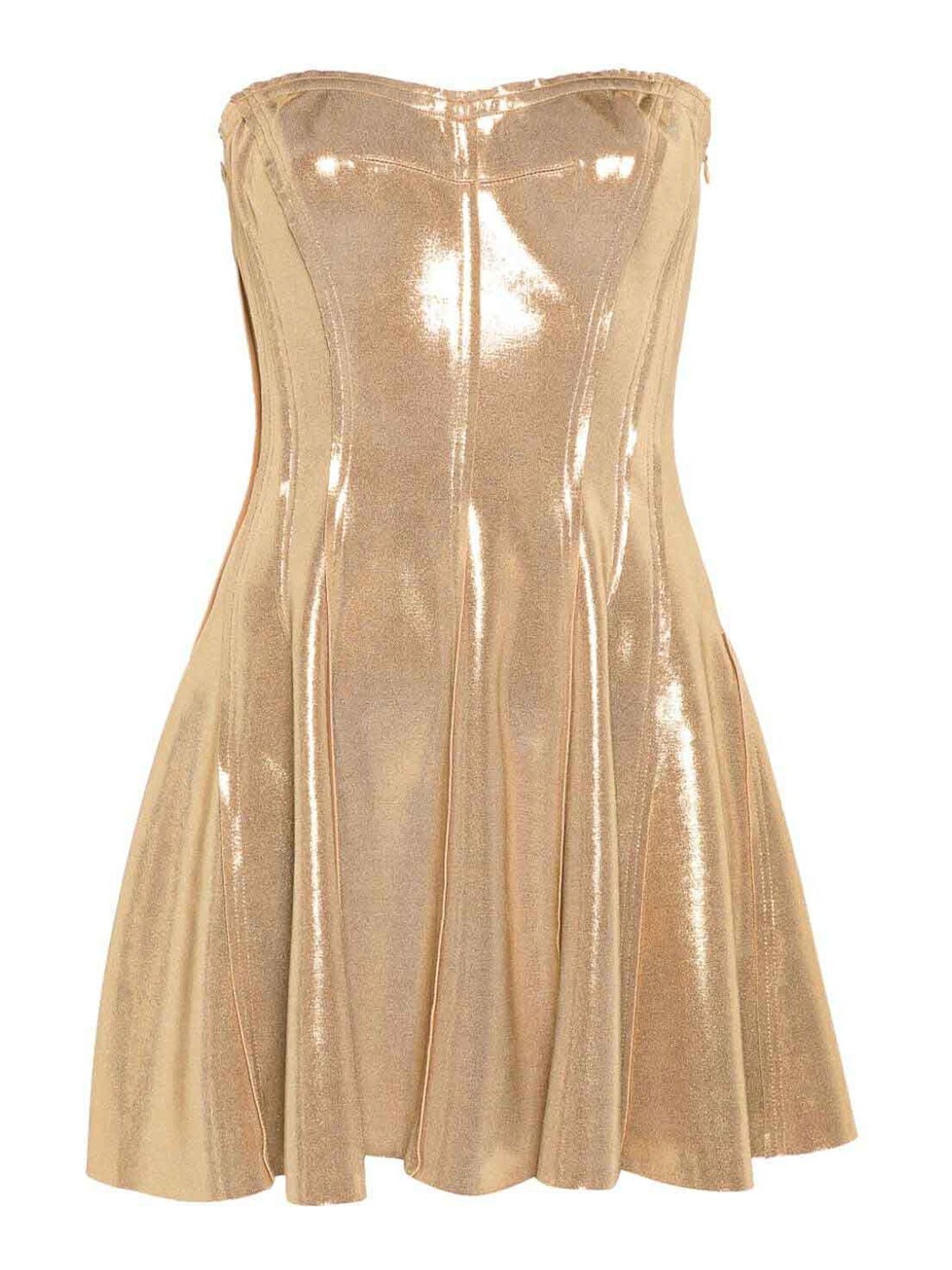 metal corset dress Metallic Short Strapless Corset Dress by Juliet JT938R Fuchsia / 10