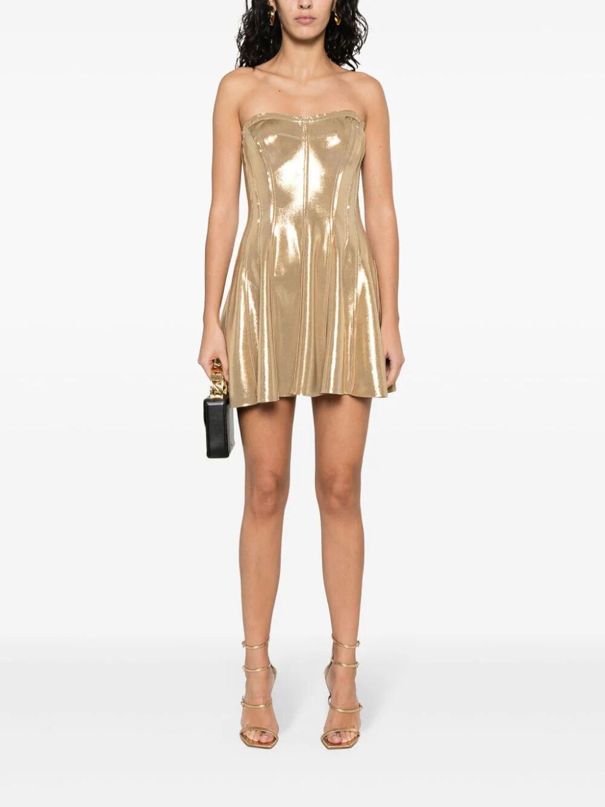 Norma Kamali Grace Mini Dress - Gold - Women|ST1243LMA81008GOLD Norma Kamali Grace Mini Dress - Gold - Women|ST1243LMA81008GOLD