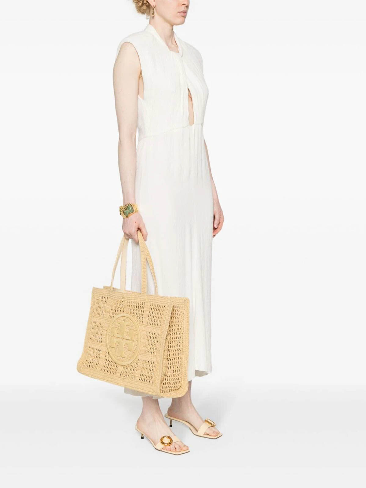 Tory Burch Ella Hand Crocheted Large Tote - White | 151277254