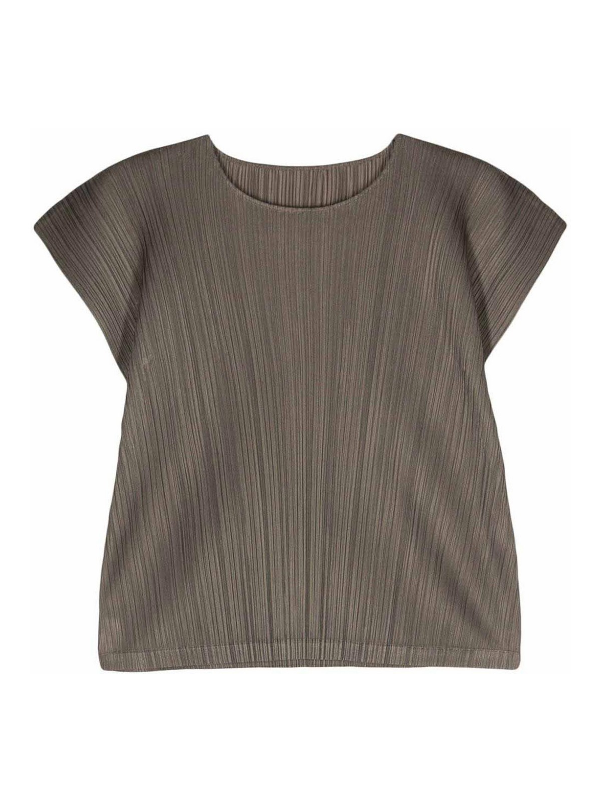 Issey Miyake Pleated Top In Brown
