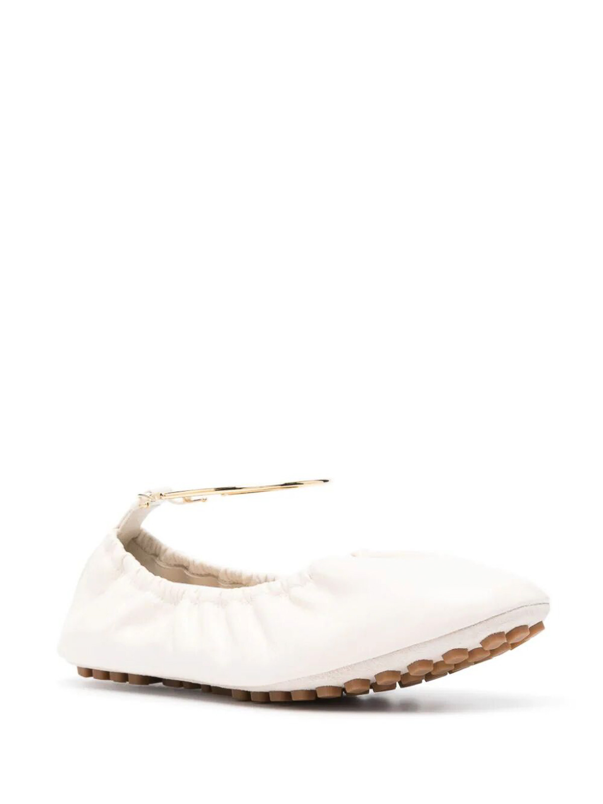 Shop Fendi Dancer Leather Flats In White