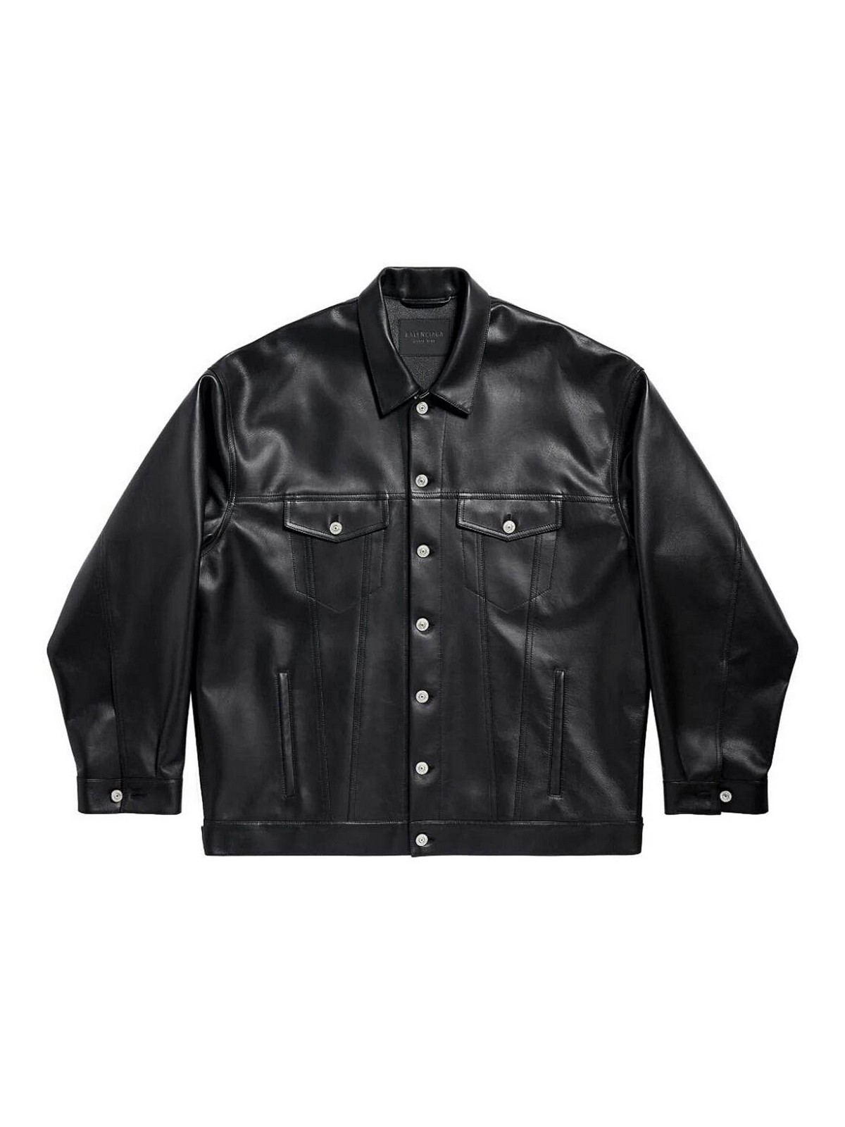 Balenciaga Leather Jacket In Black