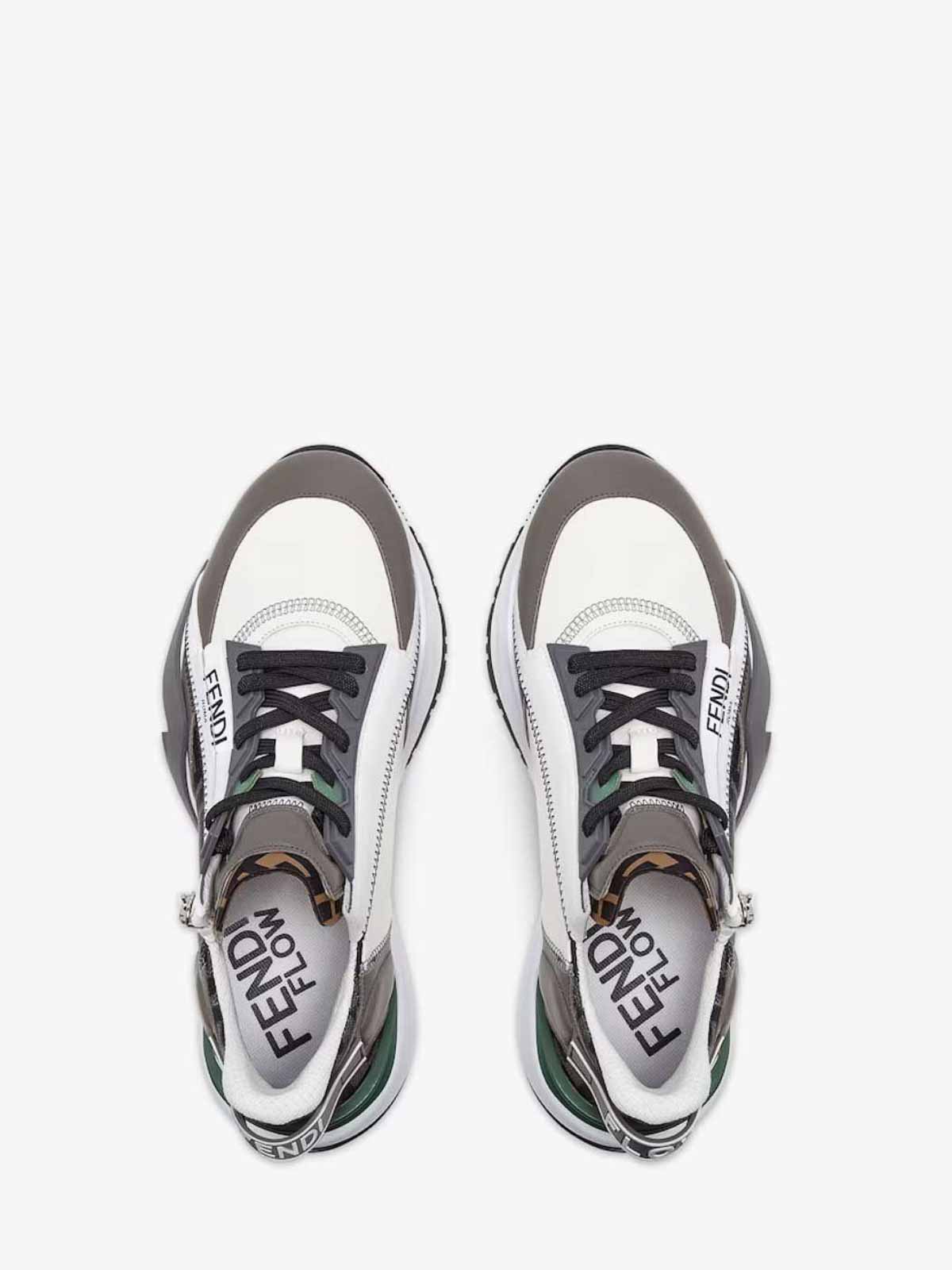 Shop Fendi Logo Sneakers In Grey
