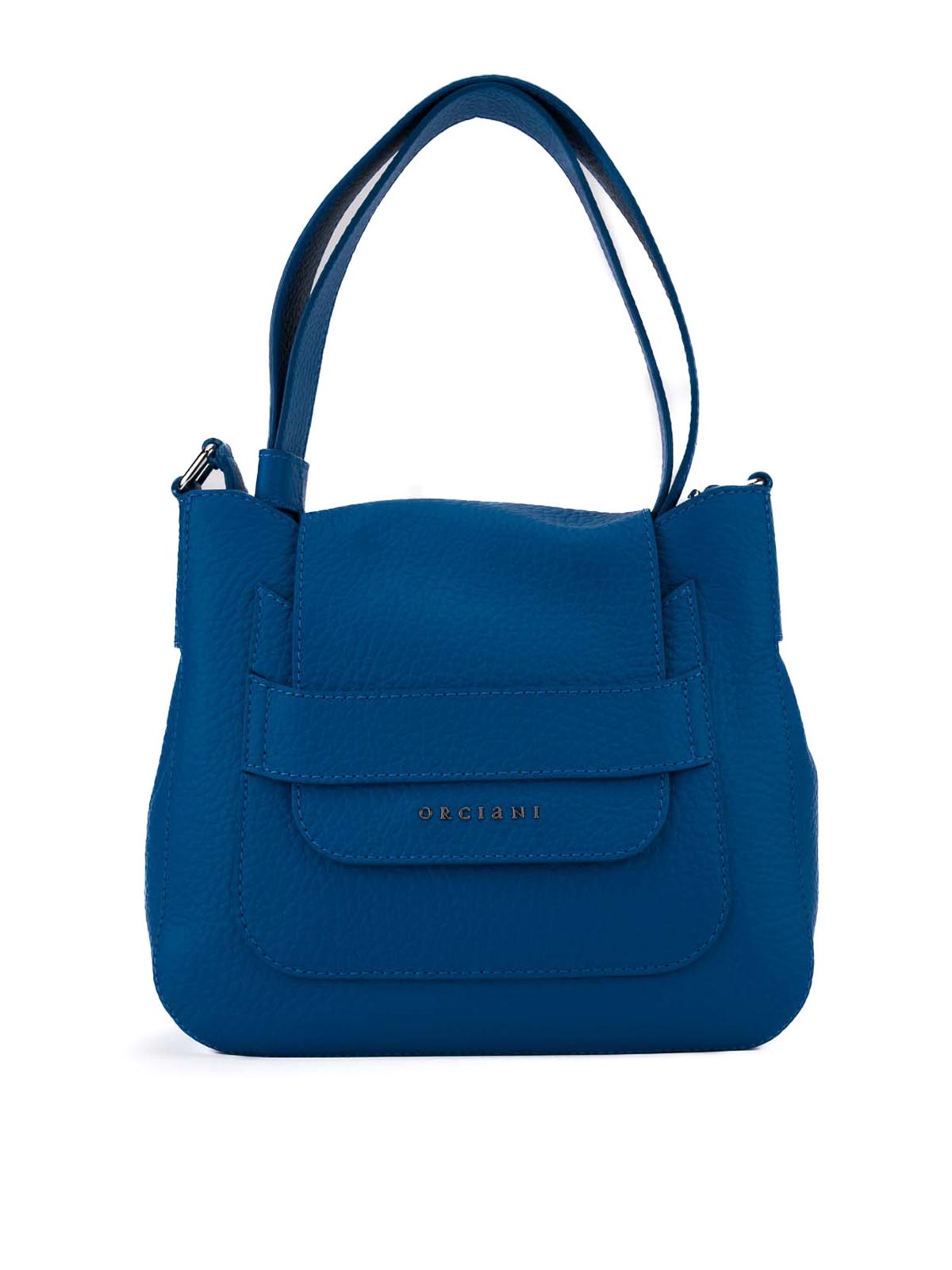 Orciani Leather Shoulder Bag In Blue
