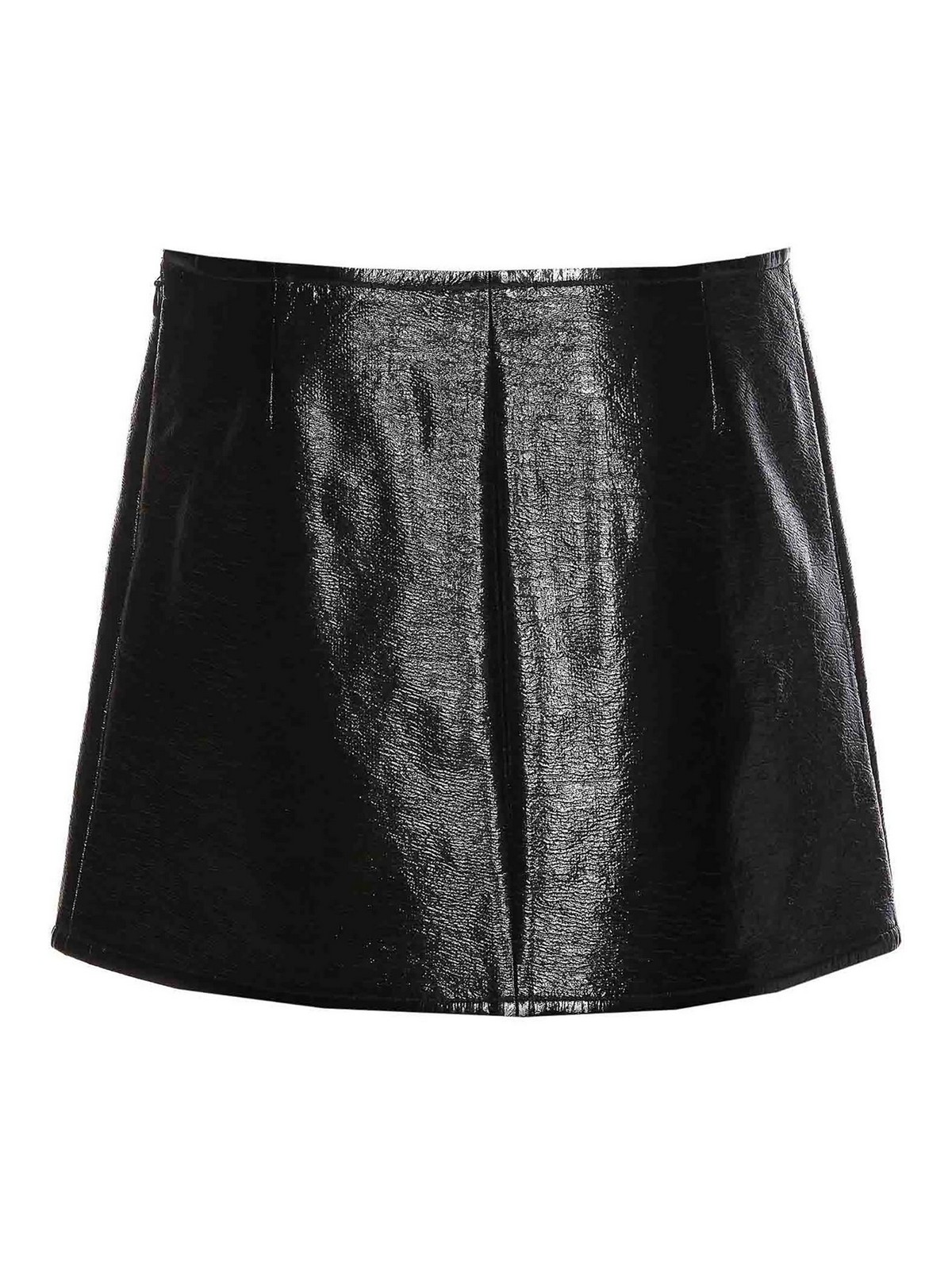 Shop Courrèges Ellipse Vinyl Mini Skirt In Black