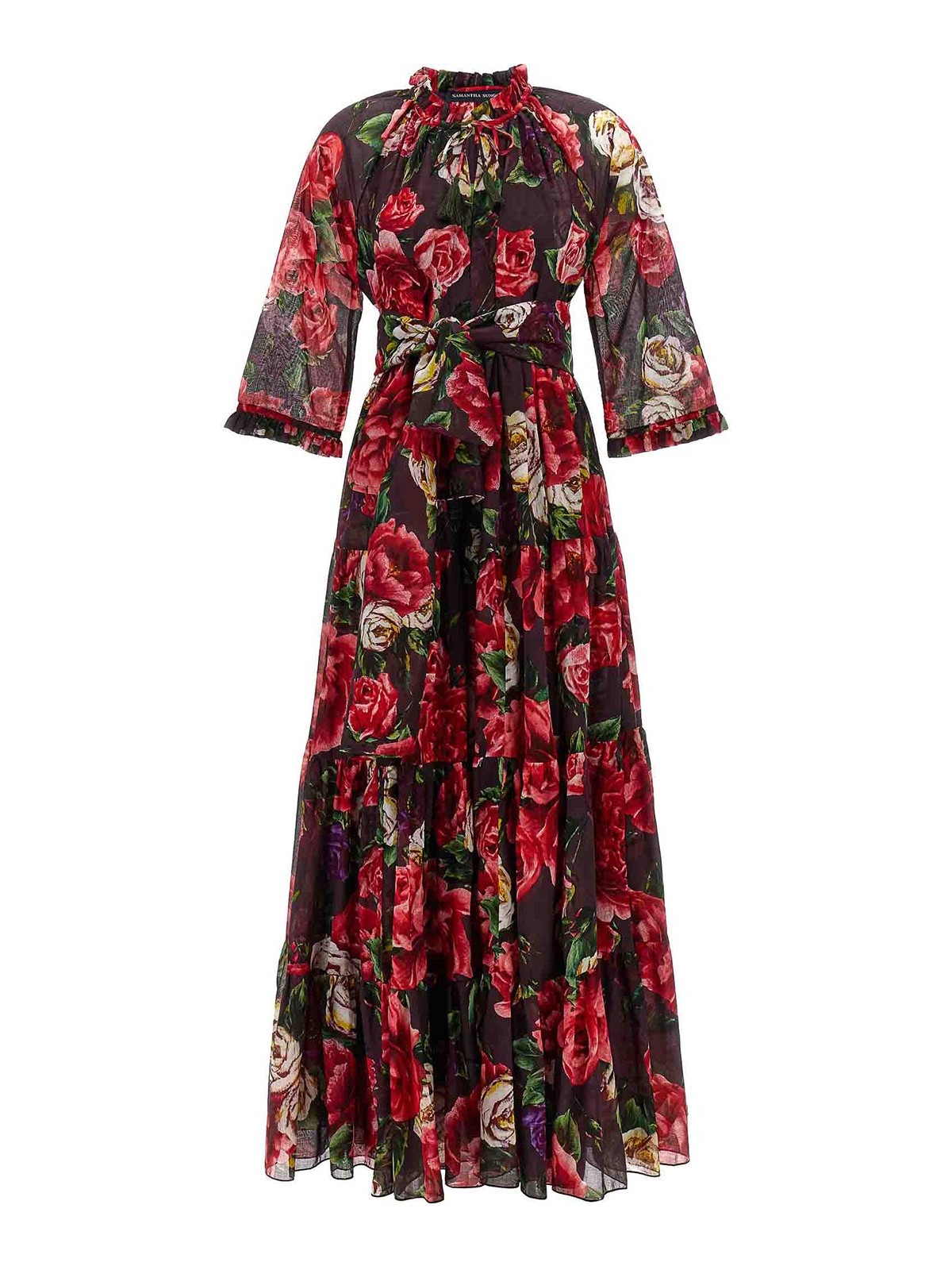 【関税込み】SAMANTHA SUNG EDEN' DRESS Samantha Sung Eden Tiered Botanical-Print Cotton Maxi Dress