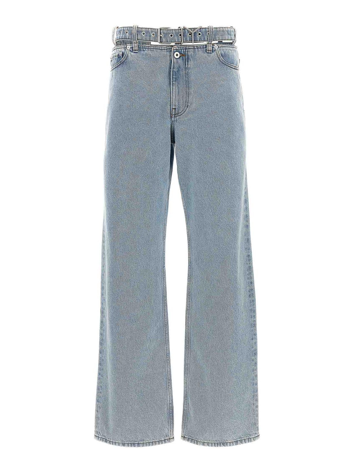 Shop Y/project Belted Jeans In Light Blue