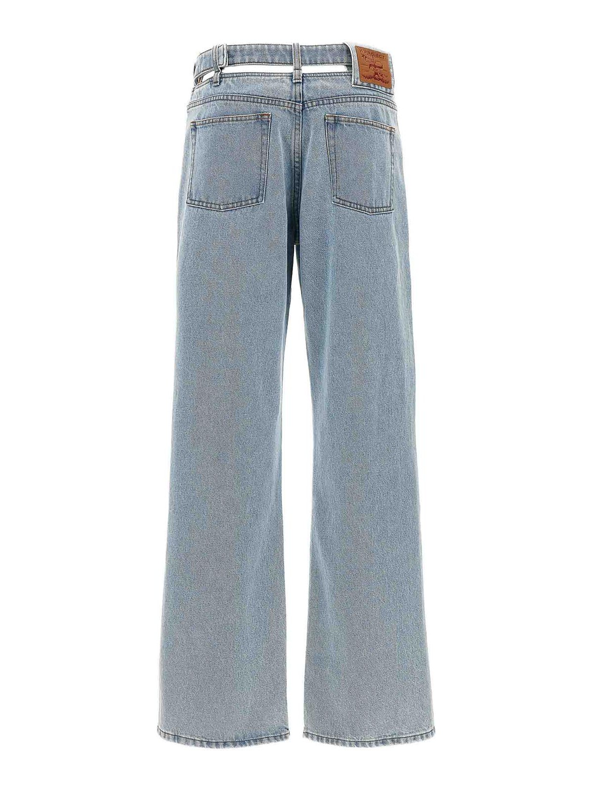 Shop Y/project Belted Jeans In Light Blue