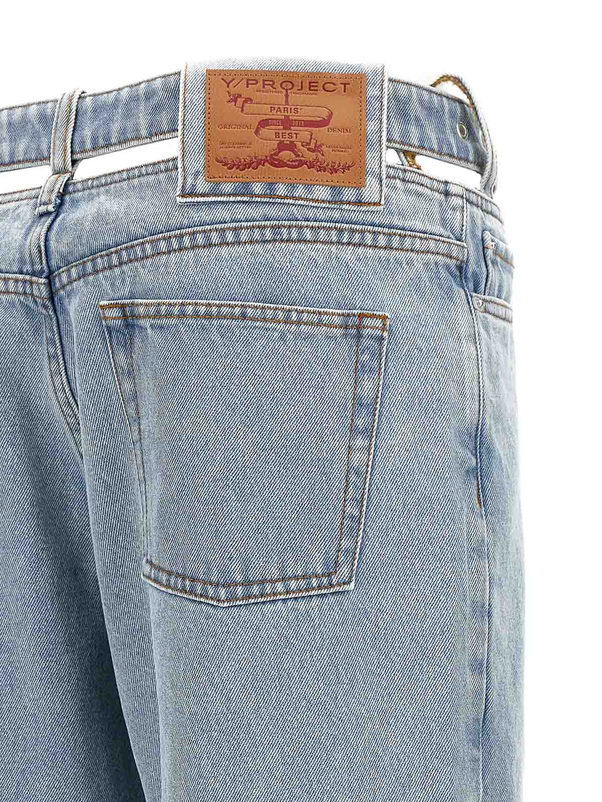 Shop Y/project Belted Jeans In Light Blue