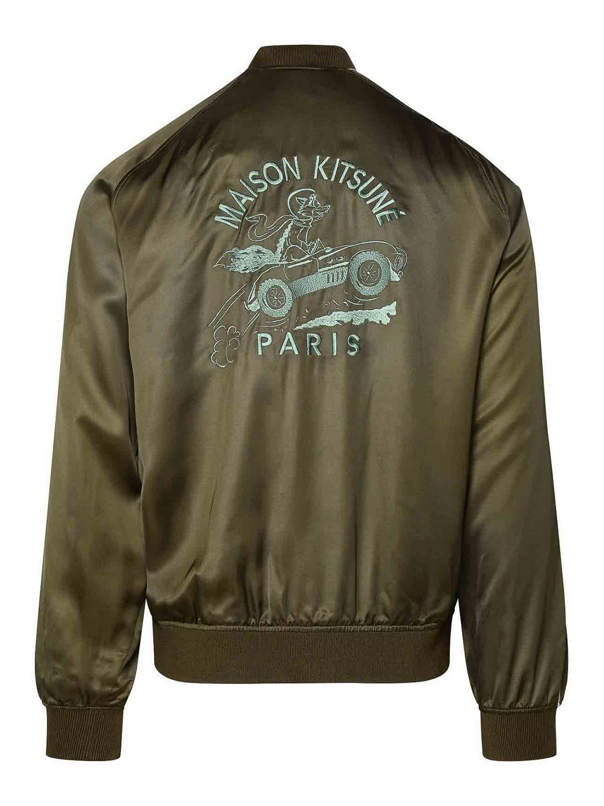 Shop Maison Kitsuné Teddy Green Viscose Jacket