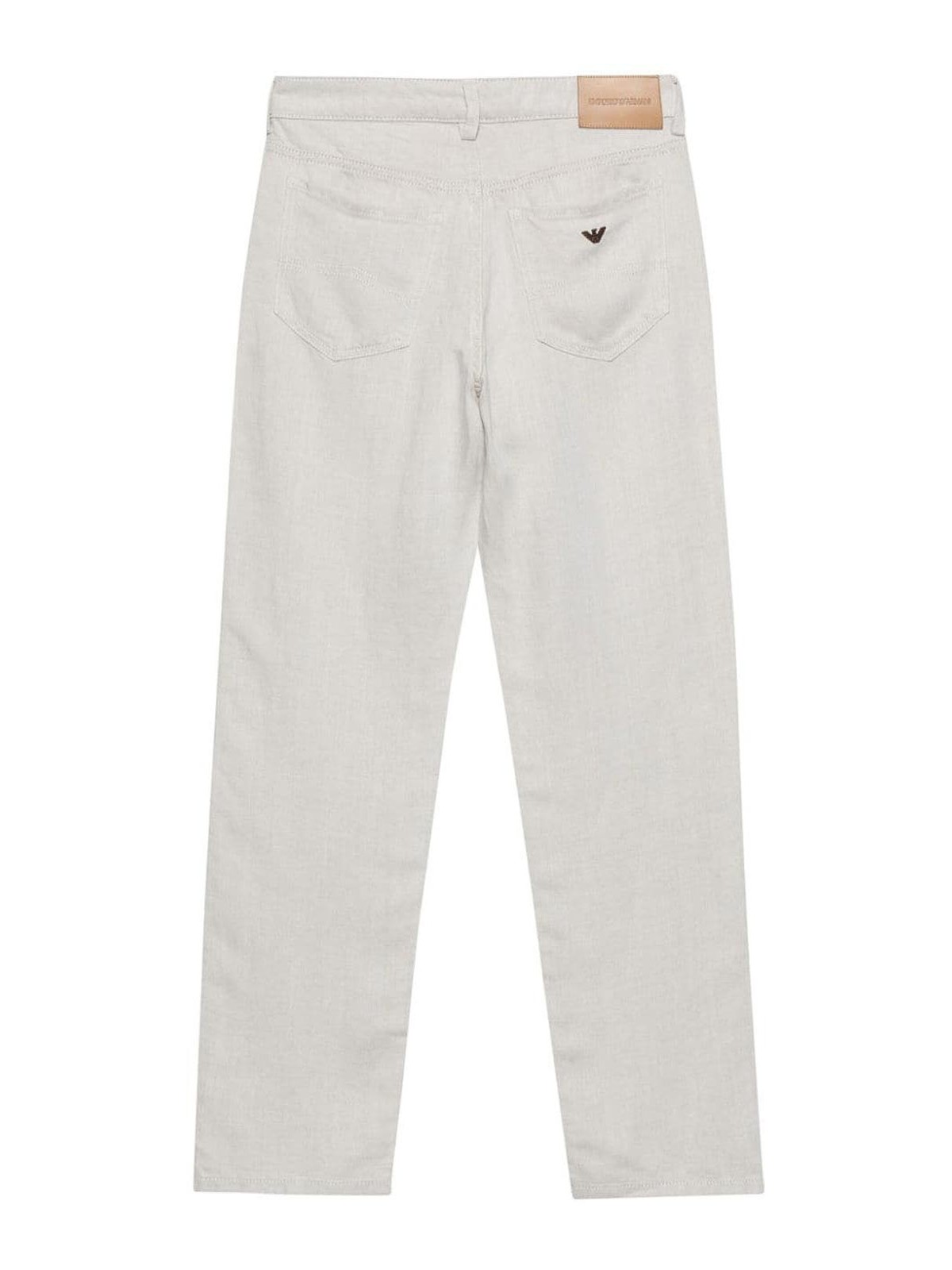 Shop Emporio Armani Linen Blend Trousers In White