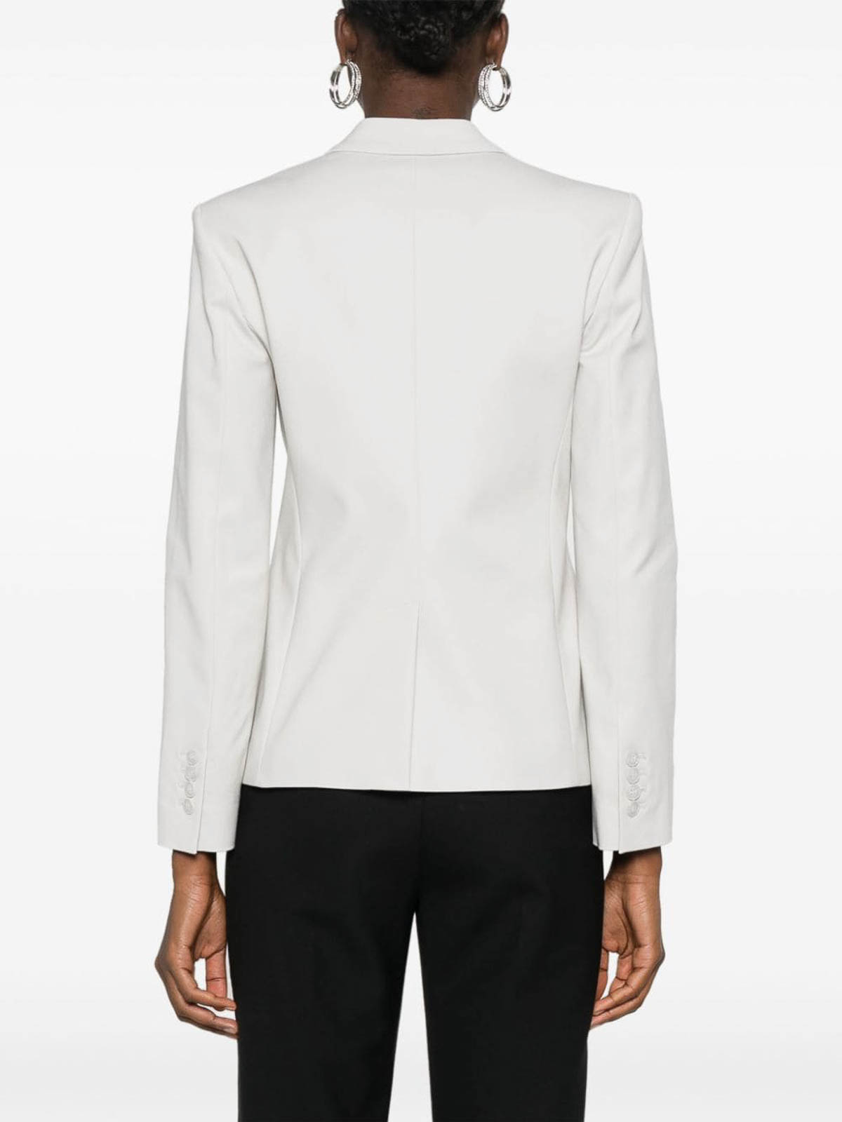 Shop Emporio Armani Cotton Blend Single-breasted Blazer In Grey