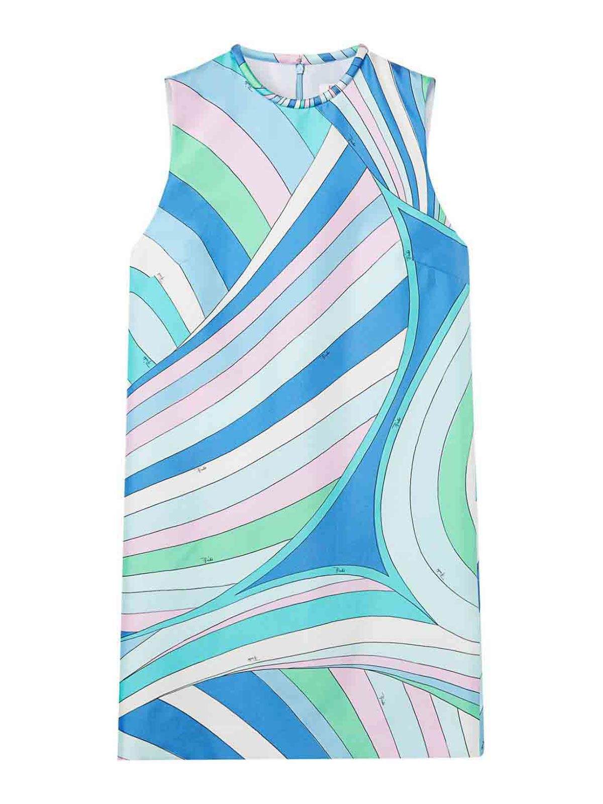 Emilio Pucci Printed Silk Short Dress - Blue|4HRG084H751011