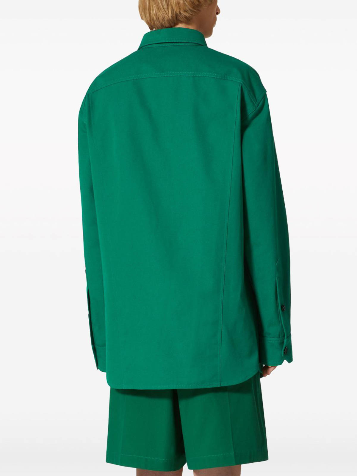 Valentino V Detail Cotton Shirt - Green - Men | 4V0CIO059UAPVF